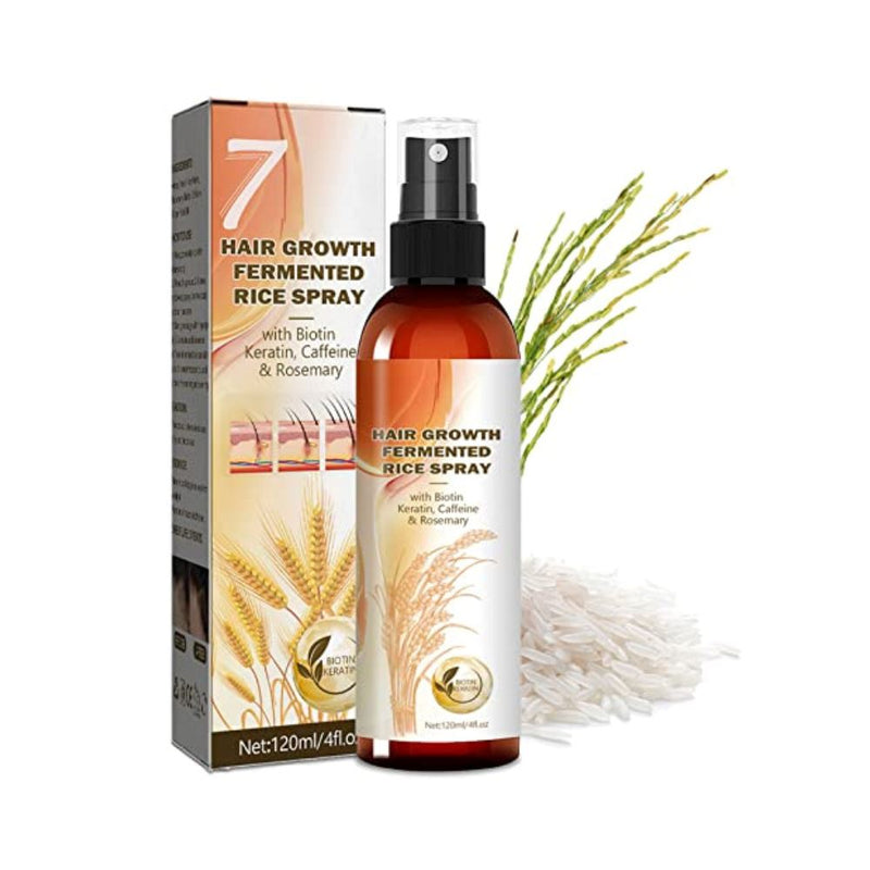 ماء الأرز لنمو الشعر Rice Water for Hair Growth, Organic Fermented Hair Growth Spray Hair Growth Treatment Leave-In Mist with Rosemary Biotin Caffeine Keratin for Hair Loss Men and Women