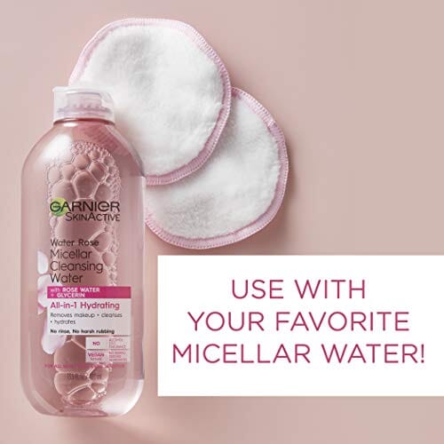 وسادات صديقة للبيئة لتنظيف الميسيلار Garnier SkinActive Micellar Cleansing Eco Pads, Reusable, 3 Ultra-soft Microfiber Pads, 1 Count (Packaging May Vary)