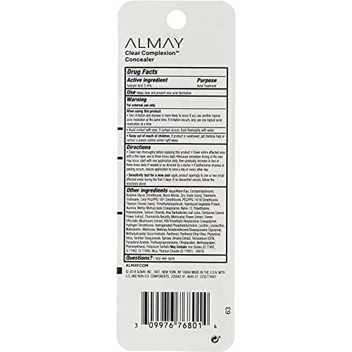 مصحح خافي عيوب البشرة من ألماي Almay Clear Complexion Concealer Corrector, Light [100], 0.18 oz (Pack of 2)