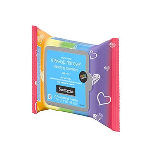 مناديل تنظيف مزيل المكياج من نيوتروجينا Neutrogena Makeup Remover Cleansing Towelettes, Daily Face Wipes to Remove Dirt, Oil, Makeup & Waterproof Mascara, Special Edition Care with Pride Packaging, 25 ct.