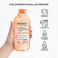 ماء التقشير اللطيف مع وحمض الجليكوليك ومنظف الوجه ومزيل المكياج عبوتان Garnier SkinActive Micellar Gentle Peeling Water with 1% PHA and Glycolic Acid, Facial Cleanser and Makeup Remover, 2 Pack