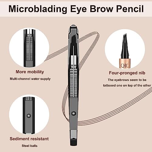 قلم حواجب مقاوم للماء HIJJPS Eyebrow Pencil, Waterproof Eyebrow Pen, 4 Tip Microblade Eyebrow Pen, Smudge-Proof Brow Pencil Long-Lasting, Natural Eye Brow Pencils for Women, Eyebrow Pencil Light Brown