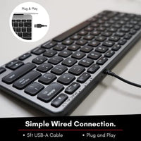 لوحة مفاتيح رفيعة ومضغوطة مع 3 مستويات سطوع مفاتيح Macally Backlit Mac Keyboard Wired - The Perfect Size and Lighted - Slim and Compact Apple Keyboard with 3 Level Brightness LED Keys - Small Wired Keyboard for Mac, MacBook Pro/Air, iMac (Space Gray)