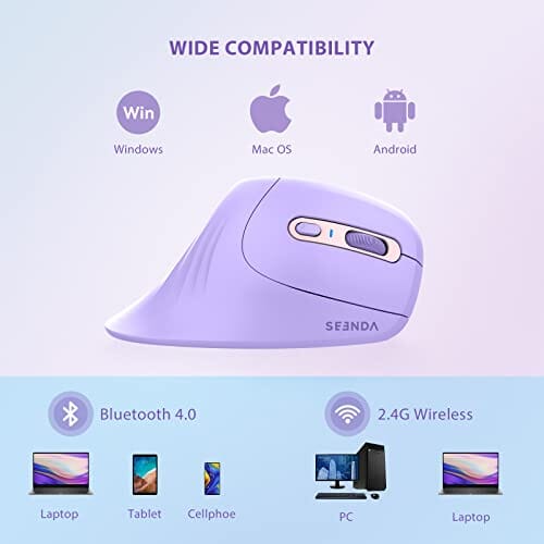 Mouse ergonomico wireless - Mouse Bluetooth 4.0 verticale da 2,4 g con dpi  1000/1600/2400 per laptop, desktop, pc, macbook