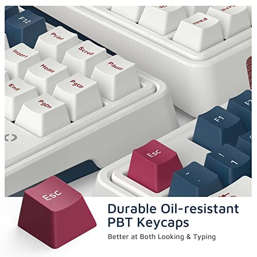 لوحة مفاتيح ميكانيكية لاسلكية FL CMK87 80% TKL Wireless Mechanical Keyboard, Clear Tactile Kailh Box White, 87 Keys & PBT Keycaps, Rigid Programmable Rechargeable Hot-swap, Marvelous Retro