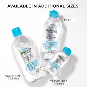 ماء ميسيلار للماكياج المضاد للماء ومنظف الوجه ومزيل المكياج Garnier SkinActive Micellar Water For Waterproof Makeup, Facial Cleanser & Makeup Remover, 13.5 Fl Oz (400mL), 1 Count (Packaging May Vary)