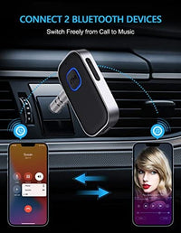 جهاز استقبال بلوتوث 5.0 للسيارة COMSOON Bluetooth 5.0 Receiver for Car, Noise Cancelling Bluetooth AUX Adapter, Bluetooth Music Receiver for Home Stereo/Wired Headphones/Hands-Free Call, 16H Battery Life - Black+Silver