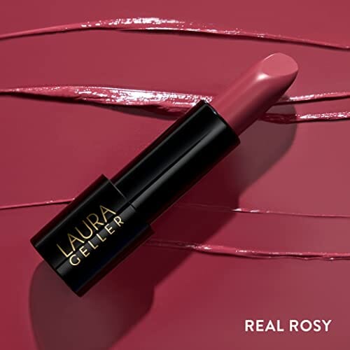 أحمر شفاه كلاسيكي LAURA GELLER NEW YORK Modern Classic Lipstick - Real Rosy - Ultra-Rich Color - Luxurious and Lightweight - Cream Finish