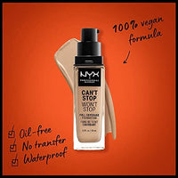 كريم الأساس تغطية كاملة لمدة 24 ساعة بلمسة نهائية غير لامعة - بوف NYX PROFESSIONAL MAKEUP Can't Stop Won't Stop Foundation, 24h Full Coverage Matte Finish - Buff