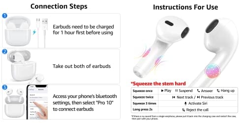 سماعات بلوتوث لاسلكية مع حقيبة شحن Wireless Earbuds, Bluetooth 5.0 Earbuds, Earphones Wireless Bluetooth with Charging case, Ear Bud & in-Ear Headphones IPX6 Waterproof, Wireless Ear Buds with Mic Auto Pairing for iPhone/Samsung