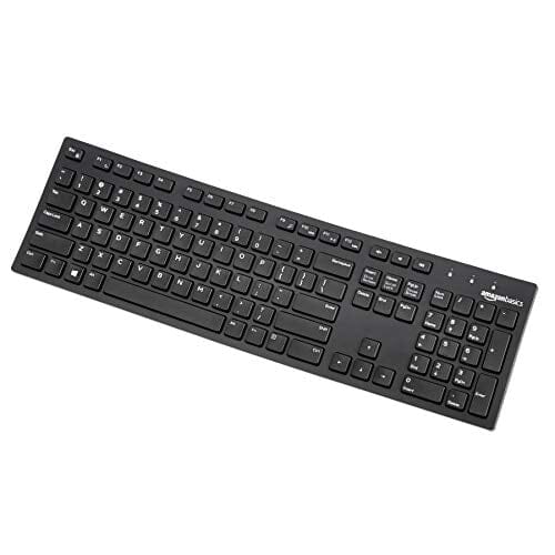 لوحة مفاتيح سلكية مع تخطيط أسود غير لامع Amazon Basics Low-Profile Wired USB Keyboard with US Layout (QWERTY), Matte Black