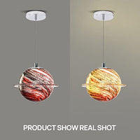 مصباح معلق على شكل كوكب زجاجي Cxjlllqly Modern Mini Pendant Lighting 1 Light Globe Hanging Light Fixture Glass Planet Shape Pendant Lamp for Bedroom Living Room Kitchen Island