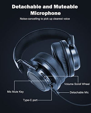 سماعة الألعاب اللاسلكية مع صوت مكاني ثلاثي الأبعاد Inwa Wireless Gaming Headset, Gaming Headphones with 3D Spatial Audio, 50MM Speaker, Protein Soft Earmuffs, Detachable Noise Cancelling Mic, for PS5/4 PC Phone Switch, Only Wired Mode for Xbox Series