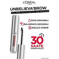 لوريال باريس حاجب طويل الثبات ومقاوم للماء  L'Oréal Paris Unbelieva-Brow Longwear Eyebrow Topcoat, Waterproof, Smudge-resistant, Transfer- Proof, Quick Drying, Easy and quick application with precise brush, Universal Transparent, 0.15 fl. oz.