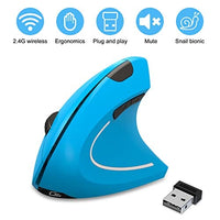 ماوس لاسلكي قابل لإعادة الشحن Vassink Ergonomic Mouse, Rechargeable Wireless Mouse, 2.4GHz Rechargeable Vertical Optical Mouse with USB Receiver, 6 Buttons, 800/1200/1600 DPI, for Laptop, PC, Computer (Blue)