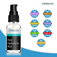 مصل حمض الهيالورونيك النقي للوجه Pure Hyaluronic Acid Serum for Face, Hydrating Serum for Face, Wrinkles, Dark Spots & Dull Skin, Anti Aging Facial Serums, Hyaluronic Serum for Face for Women & Men, Face Care by YEOUTH