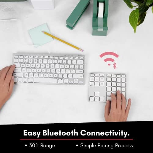 لوحة أرقام بلوتوث لأجهزة الكمبيوتر المحمول من ماكالي Macally Bluetooth Number Pad for Laptop - Rechargeable Wireless Numeric Keypad - Slim 35 Key Wireless Number Pad for Data Entry, 10 Key Numpad Compatible with MacBook, iPad, Laptop, Windows, Android