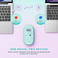 ماوس سيندا بلوتوث seenda Bluetooth Mouse - Dual Mode (Bluetooth 4.0 + 2.4GHz) Mouse with USB Receiver, Wireless Slim Portable Multi-Device Mice for iPad, MacBook, Laptop, PC (Gradient Mint Green to Purple)