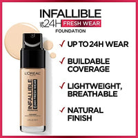 كريم أساس من لوريال باريس إنفاليبل حتى 24 ساعة L'Oreal Paris Makeup Infallible Up to 24 Hour Fresh Wear Foundation, Hazelnut, 1 fl; Ounce (Pack of 2)