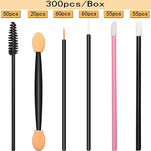 مجموعة أدوات مكياج للاستعمال مرة واحدة 300 قطعة 300pcs Disposable Makeup Tool Kit,Brow brush/Mascara brush/Lip Applicators/Eyeshadow applicators/Eyeliner brush,JASSINS Makeup Disposable Accessories With Organizer Box