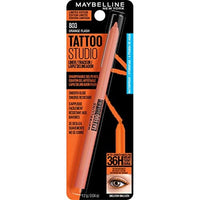 قلم تحديد العيون من ميبيلين نيويورك تاتو ستوديو طويل الأمد Maybelline New York Tattoo Studio Long-Lasting Sharpenable Eyeliner Pencil, Glide on Smooth Gel Pigments with 36 Hour Wear, Waterproof Orange Flash 0.04 oz