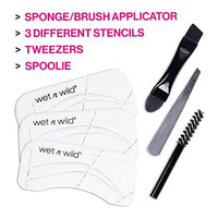 مجموعة أدوات الاستنسل العالمية للحواجب من ويت إن وايلد Wet n Wild Ultimate Eyebrow Universal Stencil Kit, 5 Brow Color Makeup Set, Spoolie For Brushing and Blending, Hair Removal Tweezers, Sponge Brush Applicator, 3 Stencils, Universal Appeal