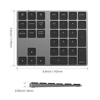 لوحة مفاتيح رقمية لاسلكية قابلة لإعادة الشحن Bluetooth Number Pad, Lekvey Aluminum Rechargeable Wireless Numeric Keypad Slim 34-Keys External Numpad Keyboard Data Entry Compatible for Macbook, MacBook Air/Pro, iMac Windows Laptop Surface Pro etc