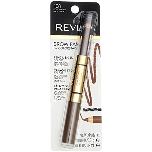 ريفلون براو فانتاسي قلم جل وقلم بني فاتح Revlon Brow Fantasy Pencil & Gel, Light Brown [108], 0.04 oz (Pack of 3)