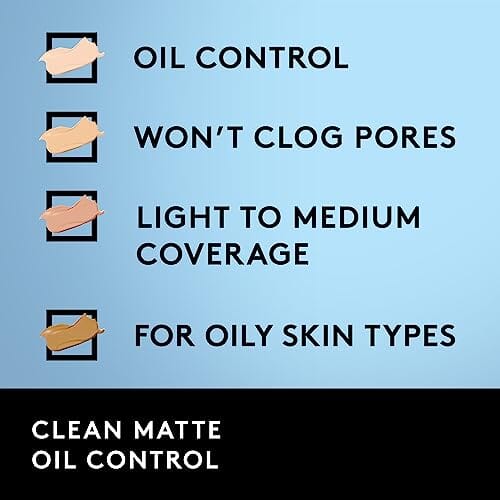 كريم أساس سائل كلين مات من كوفرجيرل COVERGIRL Clean Matte Liquid Foundation Classic Ivory, 1 oz (packaging may vary), Liquid Foundation, Matte Foundation, Lightweight Foundation, Moisturizing Foundation, Water Based Foundation