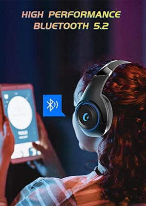 سماعة رأس لاسلكية للألعاب KAPEYDESI Wireless Gaming Headset, 2.4GHz USB Gaming Headphones for PC, PS4, PS5, Mac with Bluetooth 5.2, 40H Battery Life, Detachable Microphone, 3.5mm Wired Jack for Xbox Series (Black)