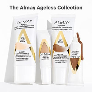 كريم أساس مضاد للشيخوخة من ألماي Almay Anti-Aging Foundation, Smart Shade Face Makeup with Hyaluronic Acid, Niacinamide, Vitamin C & E, Hypoallergenic-Fragrance Free, 800 Deep, 1 Fl Oz (Pack of 1)