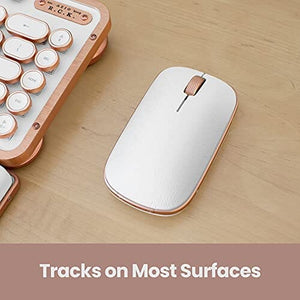 ماوس بلوتوث كلاسيكي لاسلكي Azio Retro Classic Bluetooth Mouse (Posh) - Wireless, Genuine Leather Topped with Pixart Precision Tracker (RM-RCM-L-02)