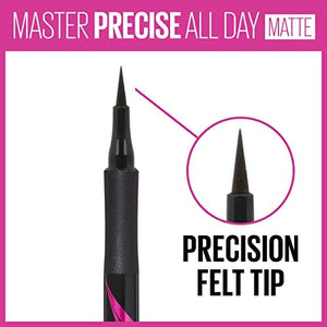 ايلانير مايبيلين Maybelline New York Eyestudio Master Precise All Day Waterproof Liquid Eyeliner Makeup, Matte Black, 1 Count