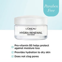 مرطب للوجه من لوريال باريس للعناية بالبشرة مع فيتامين ب 5 للبشرة الجافة والحساسة L'Oreal Paris Skincare Hydra-Renewal Face Moisturizer with Pro-Vitamin B5 for Dry Sensitive Skin, All-Day Hydration, 1.7 Oz