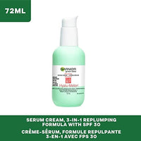 كريم سيروم 3 في 1 مع حمض الهيالورونيك ترطيب 24 ساعة + سيروم + عامل حماية من الشمس  Garnier SkinActive Green Labs Hyalu-Melon 3-in-1 Replumping Serum Cream with Hyaluronic Acid, 24h Moisture + Serum + SPF 30, 2.4 Fl Oz (72mL), 1 Count (Packaging May Vary)