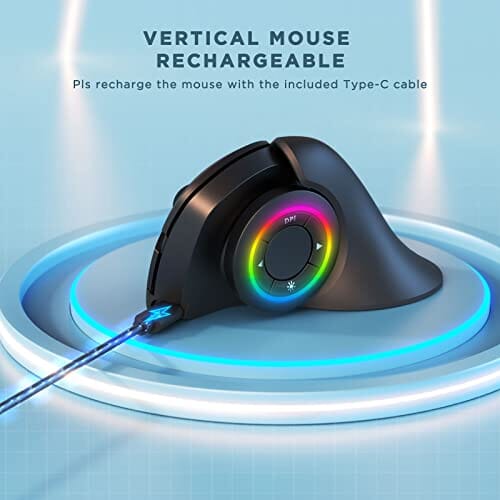 microware Vertical Mouse Wireless Ergonomic Mouse Rechargeable 2.4