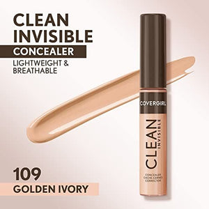 خافي عيوب البشرة كلين غير مرئي Covergirl Clean Invisible Concealer, Lightweight, Hydrating, Vegan Formula, Golden Ivory 109, 0.23oz