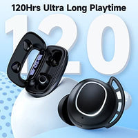 سماعات أذن لاسلكية تعمل بالبلوتوث Wireless Earbuds Bluetooth Headphones 120H Playtime IPX7 Waterproof in-Ear Earphones Power Display Ear Buds with Mic and 2600mAh Charging Case for Sports Workout Laptop TV Computer Phone Gaming Black