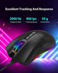 ماوس ألعاب Gigastone Gaming Mouse with 16000 DPI Adjustable, RGB Backlight, Optical Sensor, 10 Programmable Buttons, RGB Gaming Mouse with 4MB Onboard Memory, Wired Gaming Mouse for Windows 7 and Up
