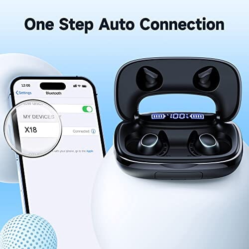 سماعات أذن لاسلكية تعمل بالبلوتوث Wireless Earbuds Bluetooth Headphones 120H Playtime IPX7 Waterproof in-Ear Earphones Power Display Ear Buds with Mic and 2600mAh Charging Case for Sports Workout Laptop TV Computer Phone Gaming Black