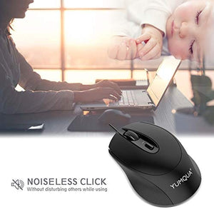 ماوس كمبيوتر سلكية YUMQUA G222 Silent Computer Mouse Wired 2 Pack, Home & Office Optical USB Mouse, 800/1200 DPI Corded Mouse for Laptop Desktop Computer PC Chromebook