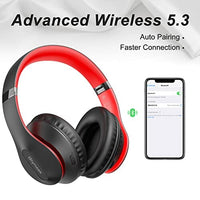 سماعات بلوتوث لاسلكية فوق الأذن Glynzak Wireless Bluetooth Headphones Over Ear 65H Playtime HiFi Stereo Headset with Microphone and 6EQ Modes Foldable Bluetooth V5.3 Headphones for Travel Smartphone Computer Laptop