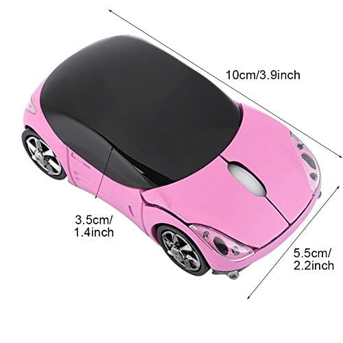 ماوس سيارة ASHATA 2.4G Wireless Mouse Car Mouse with USB Reciver 1600DPI Optical Mouse for PC Computer Laptop Tablet, High Precision Cute Mouse for Win XP/Vista/Win7/ME/2000/for Mac OS (Pink)