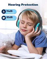 سماعات رأس بلوتوث للأطفال seenda Kids Bluetooth Headphones, Colorful Wireless Over Ear Headset with 85dB/94dB Volume Limited, 45H Playtime, 3 Lighting Modes, Built-in Mic Headphones for Boys Girls iPad Tablet School Blue