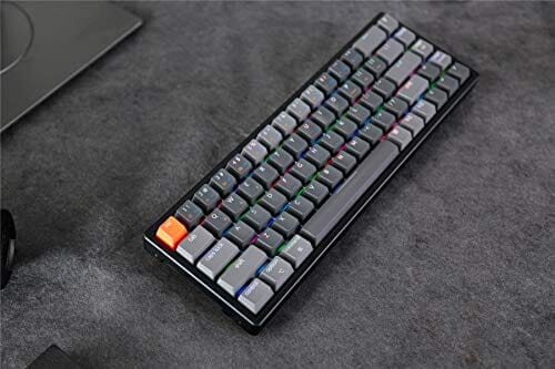 لوحة مفاتيح ميكانيكية لاسلكية للألعاب تعمل بالبلوتوث Keychron K6 68-Key Wireless Bluetooth/USB Wired Gaming Mechanical Keyboard, Compact 65% Layout RGB LED Backlit N-Key Rollover Aluminum Frame for Mac Windows, Gateron G Pro Red Switch