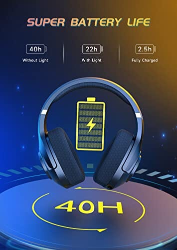 سماعة رأس لاسلكية للألعاب KAPEYDESI Wireless Gaming Headset, 2.4GHz USB Gaming Headphones for PC, PS4, PS5, Mac with Bluetooth 5.2, 40H Battery Life, Detachable Microphone, 3.5mm Wired Jack for Xbox Series (Black)