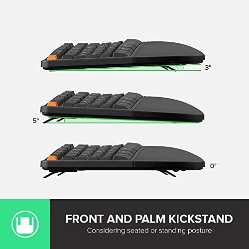 لوحة مفاتيح لاسلكية مريحة DeLUX Wireless Ergonomic Keyboard, Ergo Split Keyboard with Palm Rest for Natural Typing, 2.4G and Bluetooth, Full Size and US Layout, Compatible with Windows and Mac OS (GM905-Graphite)