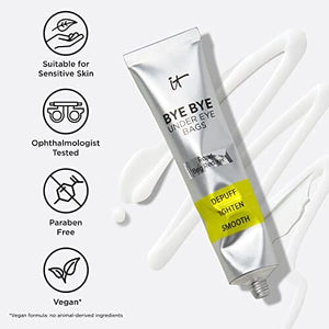 معالجة نهارية IT Cosmetics Bye Bye Under Eye Bags Daytime Treatment – Depuffs, Tightens, Smooths & Reduces Look of Wrinkles & Fine Lines – All Skin Tones – Comfortable on Bare Skin or Over Makeup - 0.5 Fl. Oz