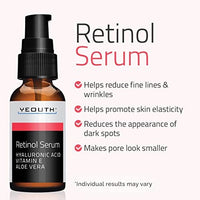 مصل الريتينول للوجه مع حمض الهيالورونيك Retinol Serum for Face with Hyaluronic Acid, Hydrating Night Serum for Face, Retinol for Acne, Wrinkle & Dark Spots, Anti Aging Serum, Retinol for Face, Skin Care Face Serum for Men & Women by YEOUTH