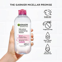 ماء ميسيلار منظف لجميع أنواع البشرة Garnier SkinActive Micellar Cleansing Water, For All Skin Types, 13.5 fl oz + Micellar Cleansing Water, For Waterproof Makeup, 3.4 fl oz